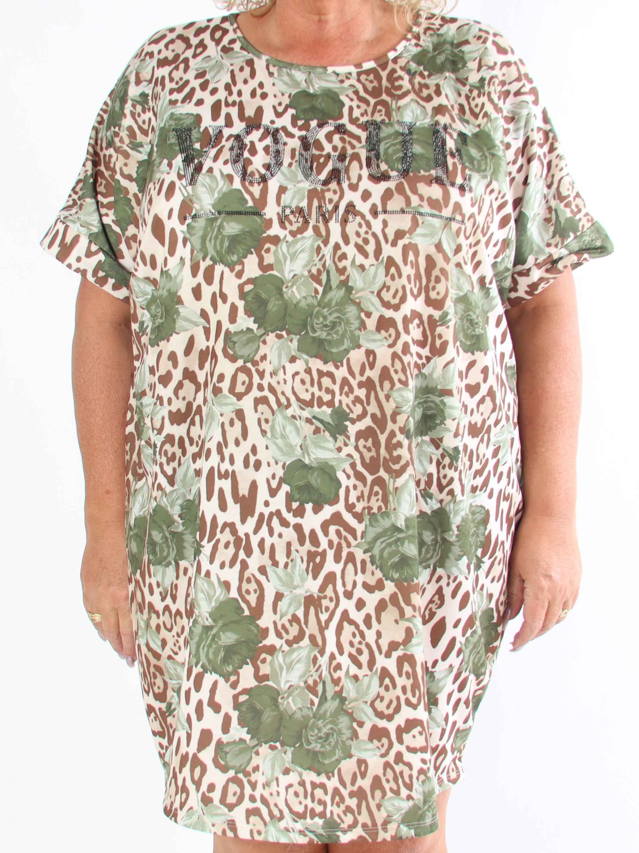 Mintu Leo Dress - Plus size t-shirtkjole i bomuld med leopardprint